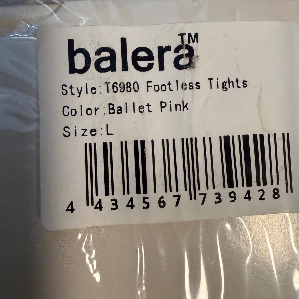 Balera Footless‎ Tights Ballet Pink Size L Dance Nylon Spandex NEW - Picture 3 of 5